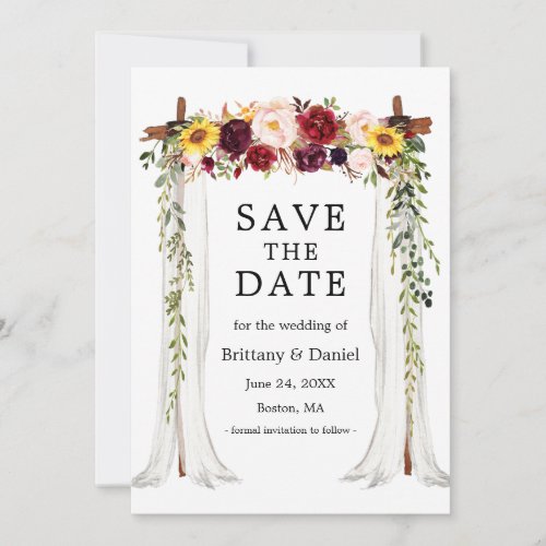 Wedding Canopy Arch Watercolor Mixed Floral Save The Date