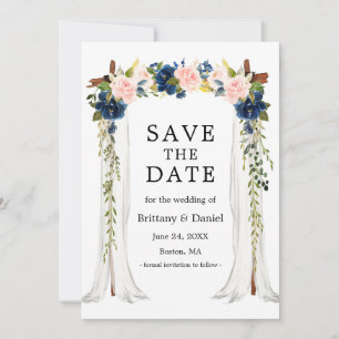 Wedding Canopy Arch Watercolor Pink Blue Floral Save The Date