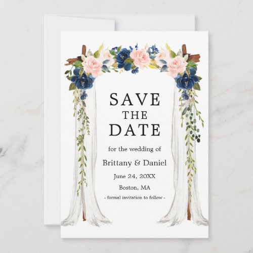 Wedding Canopy Arch Watercolor Pink Blue Floral Save The Date