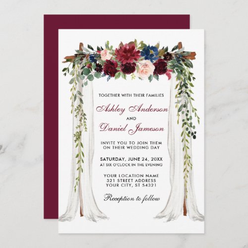 Wedding Canopy Watercolor Floral Arch Invitation