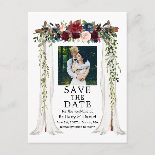 Wedding Canopy Watercolor Floral Photo Announcement Postcard
