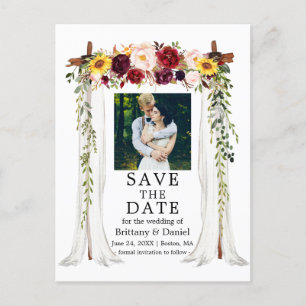 Wedding Canopy Watercolor Mixed Floral Photo Announcement Postcard