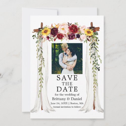 Wedding Canopy Watercolor Mixed Floral Photo Save The Date