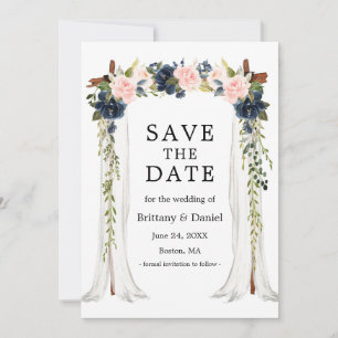 Wedding Canopy Watercolor Pink Dusty Blue Floral Save The Date