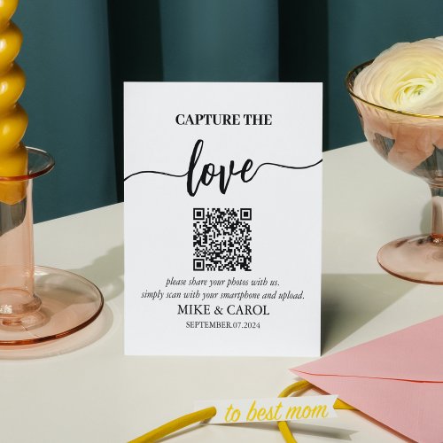 Wedding Capture The Love Photo Share QR Code Pedestal Sign
