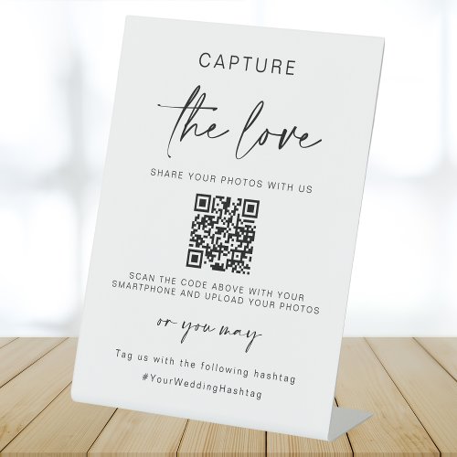 Wedding Capture The Love  Photo Sharing QR Code  Pedestal Sign