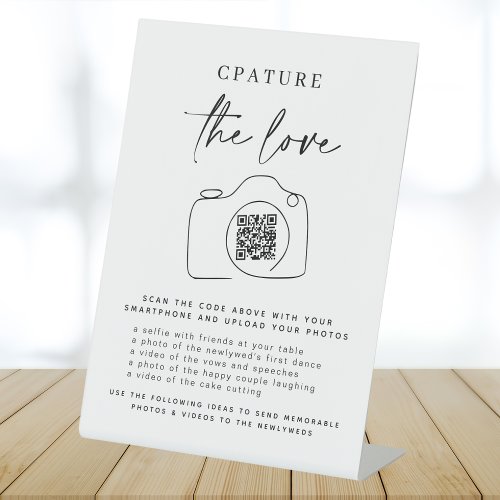 Wedding Capture The Love  Photo Sharing QR Code  Pedestal Sign