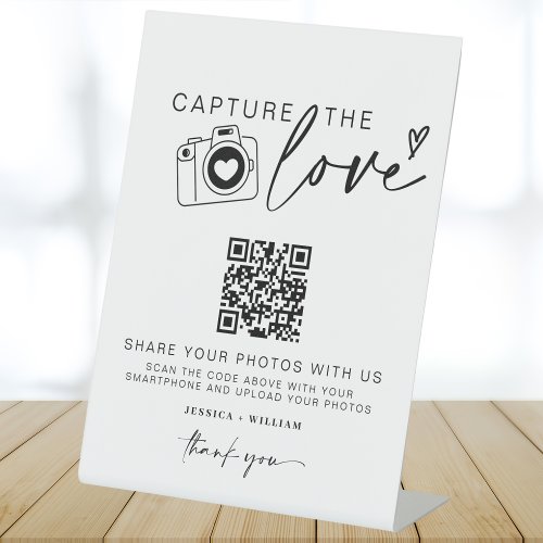 Wedding Capture The Love  Photo Sharing QR Code  Pedestal Sign