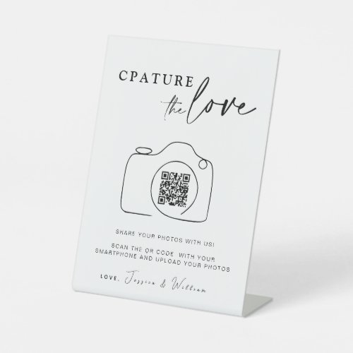 Wedding Capture The Love  Photo Sharing QR Code Pedestal Sign