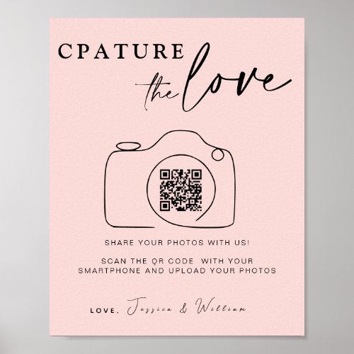 Wedding Capture The Love  Photo Sharing QR Code Poster