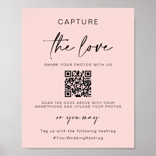 Wedding Capture The Love  Photo Sharing QR Code  Poster