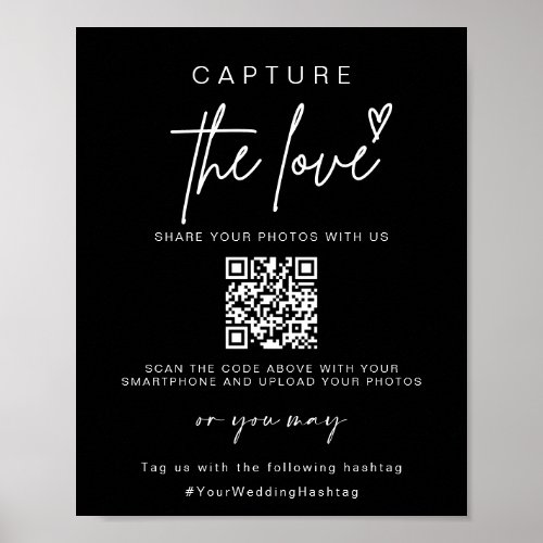 Wedding Capture The Love  Photo Sharing QR Code  Poster