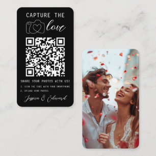 Wedding Capture The Love Qr Code Photo Black White Place Card