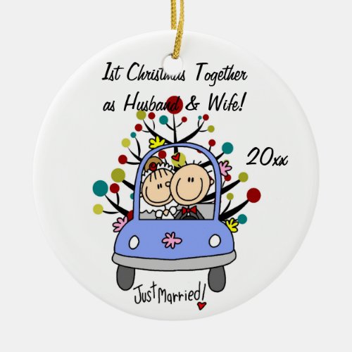 Wedding Car 1st Christmas Personalized Ornament
