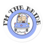 Wedding Car Bride Classic Round Sticker