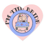 Wedding Car Bride Heart Sticker