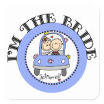 Wedding Car Bride Square Sticker