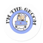 Wedding Car Groom Classic Round Sticker