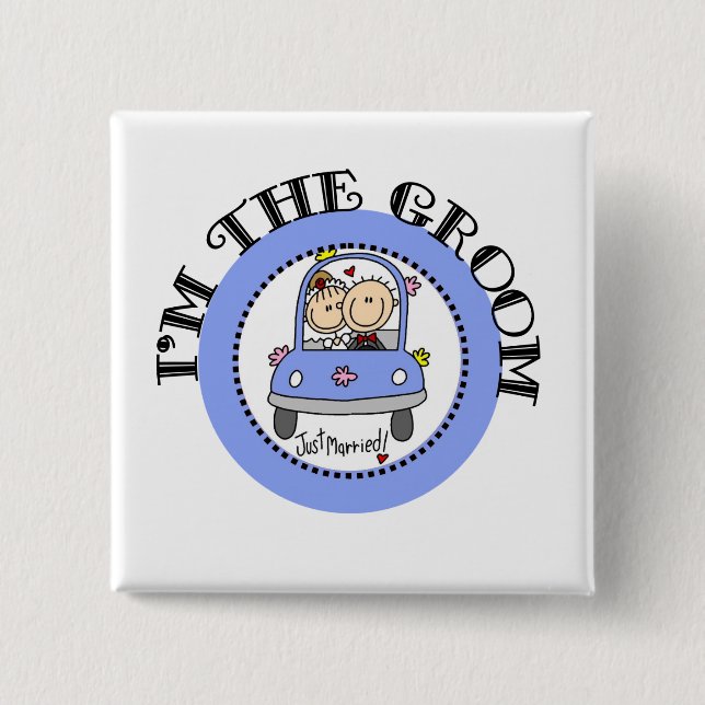 Wedding Car Groom Pinback Button (Front)