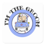 Wedding Car Groom Square Sticker