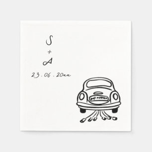 wedding car Hand Drawn Wedding Napkins