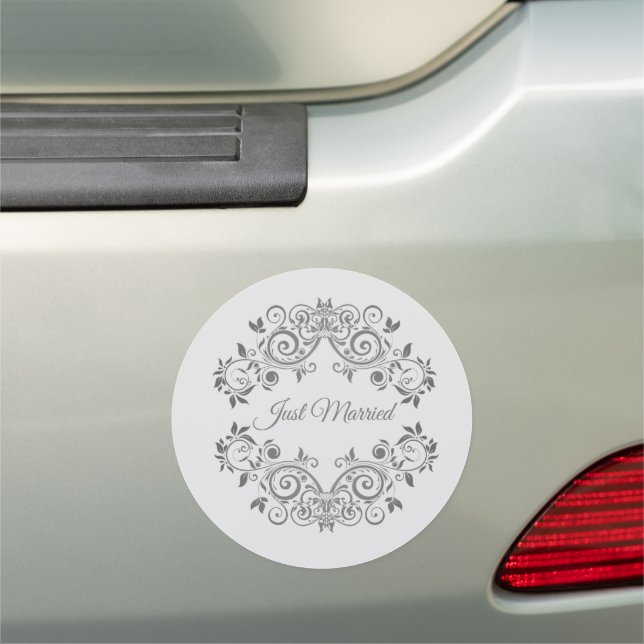 Wedding Car Magnet-Just Married Filigree Car Magne Car Magnet (In Situ)