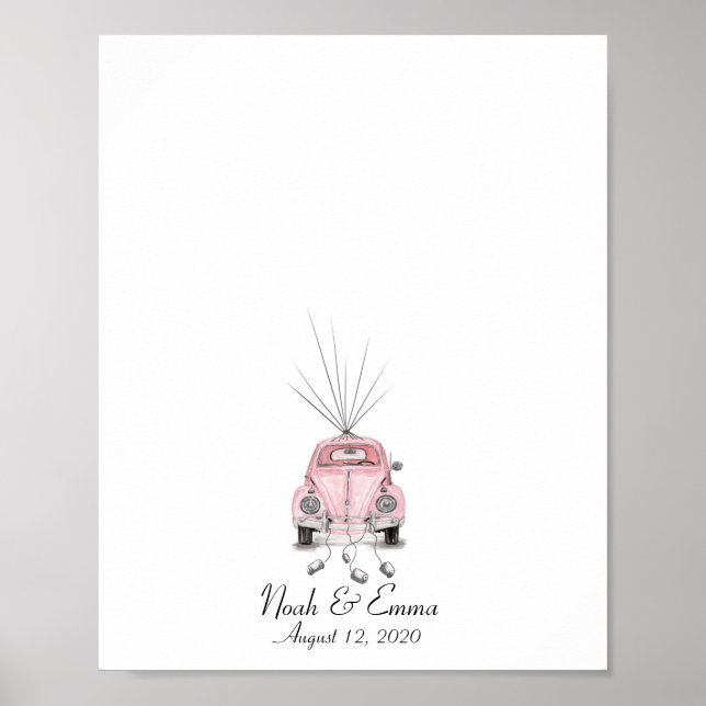 Wedding Car Thumbprint Guest Book (Front)