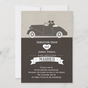 Wedding Car Two Groom Gay Wedding Invitation