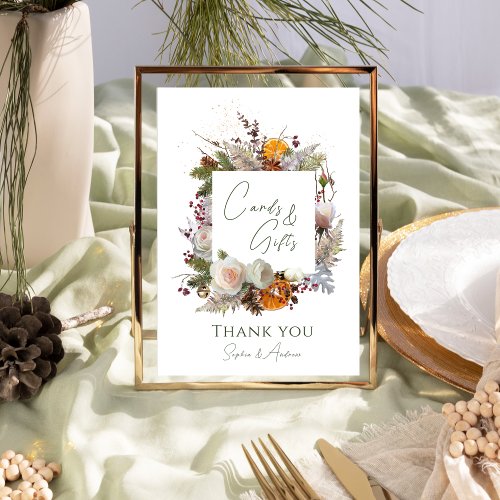 Wedding Card and Gift Sign Rustic Winter Foliage