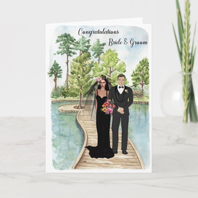 Wedding Card for Bride and Groom in Black (Front)