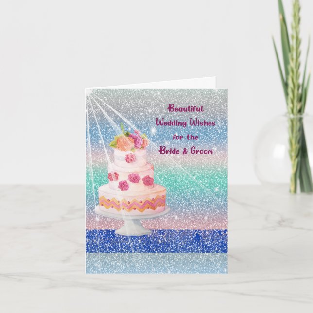 Wedding Card for Bride & Groom with Cake (Front)