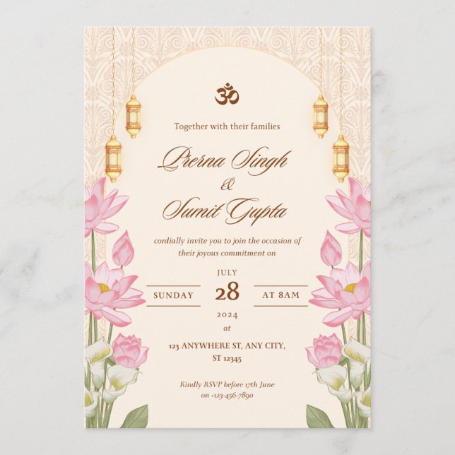 Wedding Card Invitation 5"7 inches cards (Front)