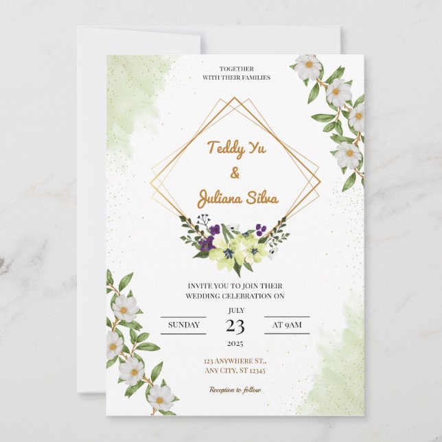 wedding card invitation, customize cards (Front)