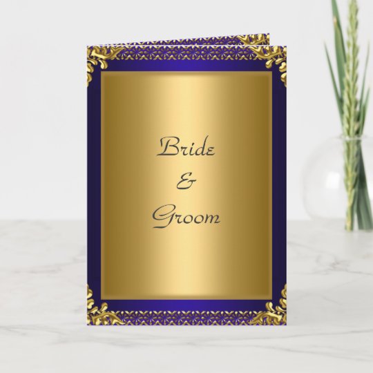 Wedding Card Invitation Gold Royal Blue Zazzle.com