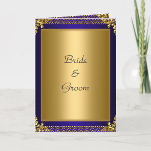 Wedding Card Invitation Gold Royal Blue