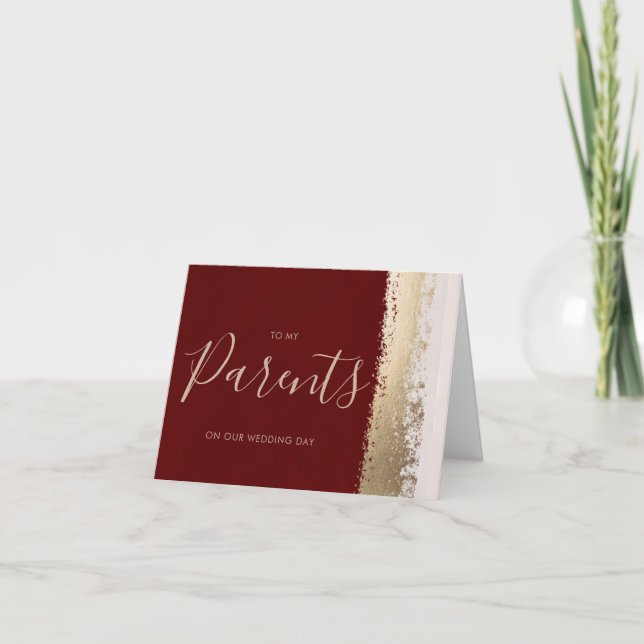 Wedding Card to Parents, Burgundy, Gold Foil (Front)