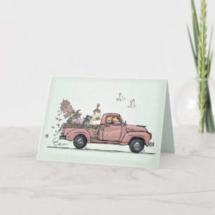 Wedding Card Vintage Car Pickup Truck