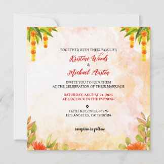 Wedding Card Water Colour Invitation