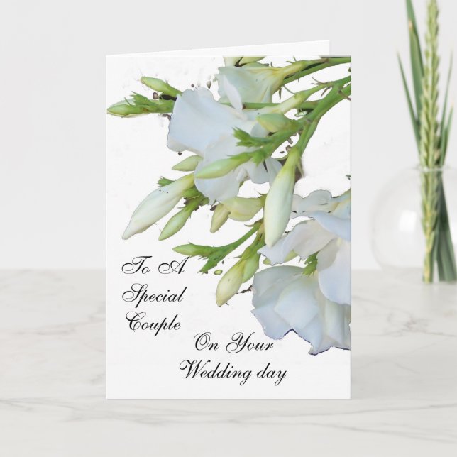 Wedding Card White Floral Design (Front)