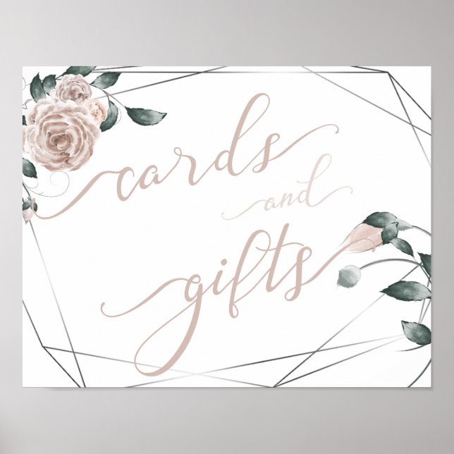 Wedding Cards and Gifts Dusty Rose Floral Sign 2 (Front)