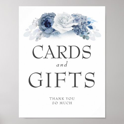 Wedding Cards and Gifts Sign Dusty Blue Floral