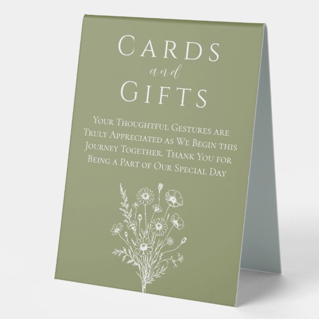 Wedding Cards and Gifts-Wildflower Elegance Table Tent (Front)