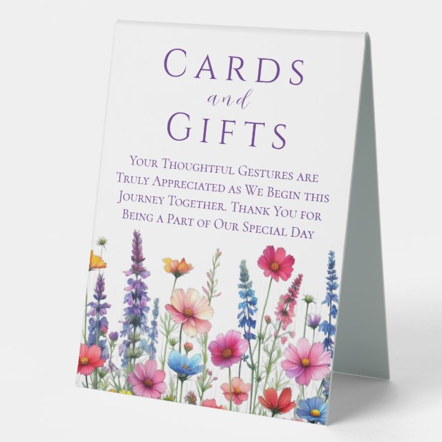 Wedding Cards and Gifts-Wildflower Symphony Table Tent (Front)