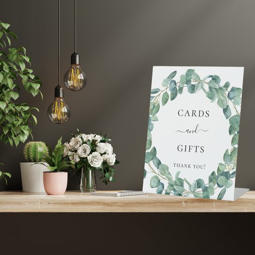 Wedding cards gift sign eucalyptus greenery