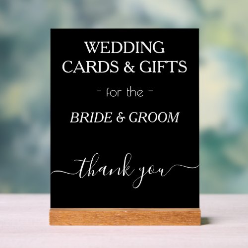 Wedding Cards Gifts Black White Typography  Acrylic Sign