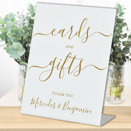Wedding Cards Gifts Elegant Gold Calligraphy Pedestal Sign