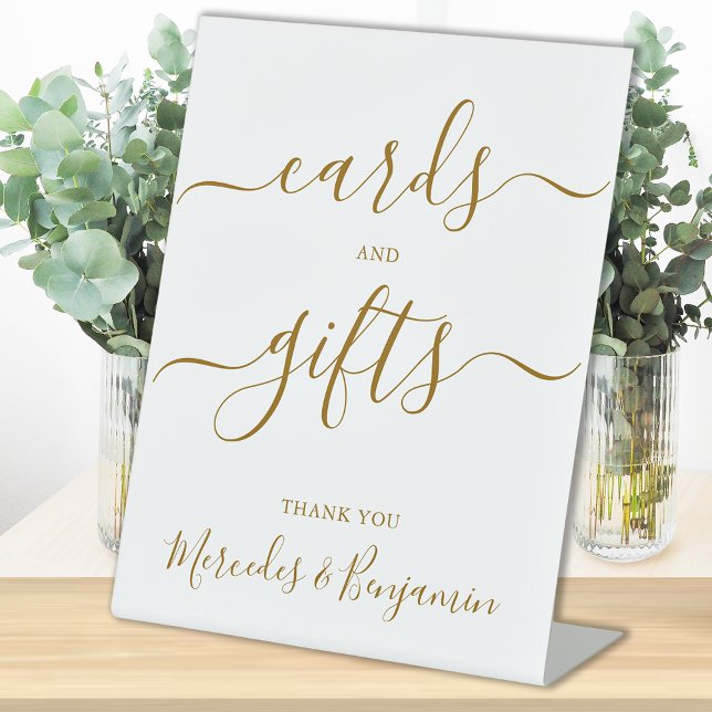 Wedding Cards Gifts Elegant Gold Calligraphy Pedestal Sign (Creator Uploaded)