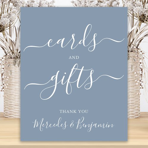 Wedding Cards Gifts Modern Calligraphy Dusty Blue Poster