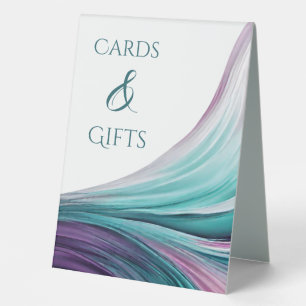 Wedding Cards & Gifts Sign-Purple and Teal- Table Tent