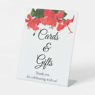 Wedding Cards & Gifts Sign with Hibiscus Flowers